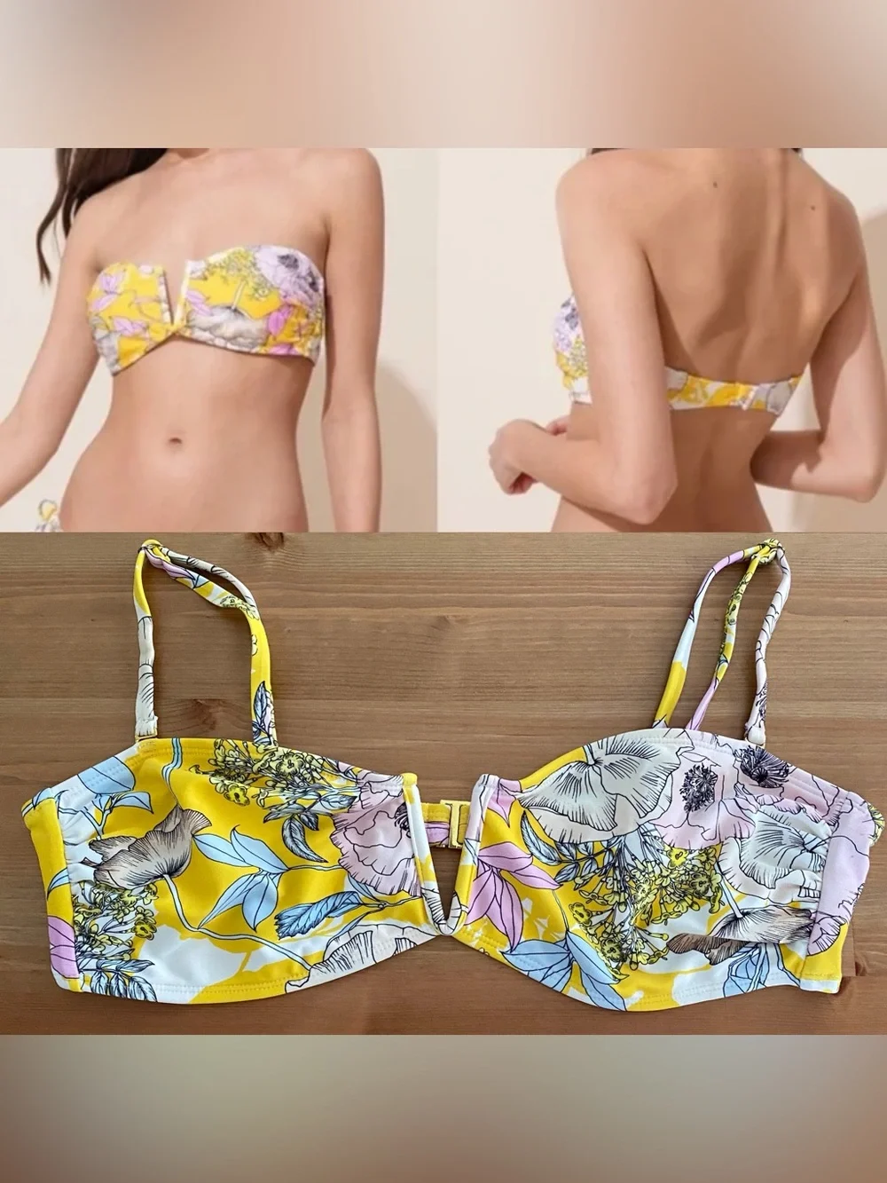 Yumi Kim Sz L Bora Bora Yellow Deep Sea Bandeau Top W/ Removable Straps